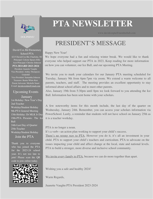 Jan PTA Newsletter